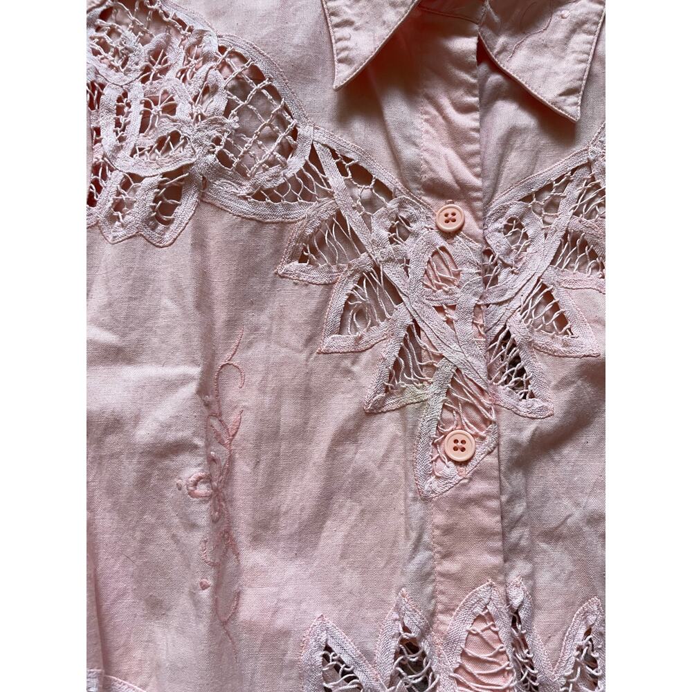 Vintage Lace Soft Pink Button Down Dress Womens Size Small Western Cottage boho - Picture 8 of 10